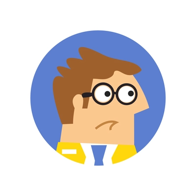 Staff emotions round composition with avatar of unamused employee vector illustration