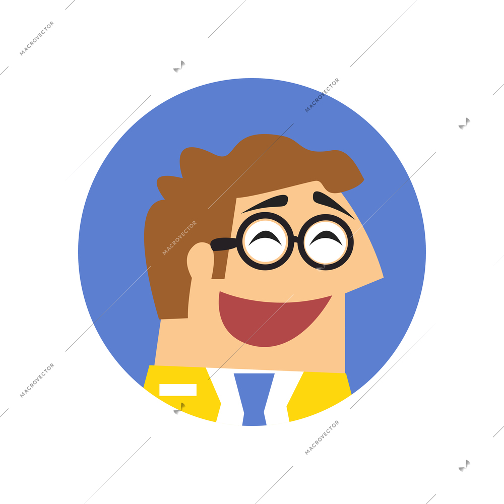 Staff emotions round composition with avatar of happy employee vector illustration