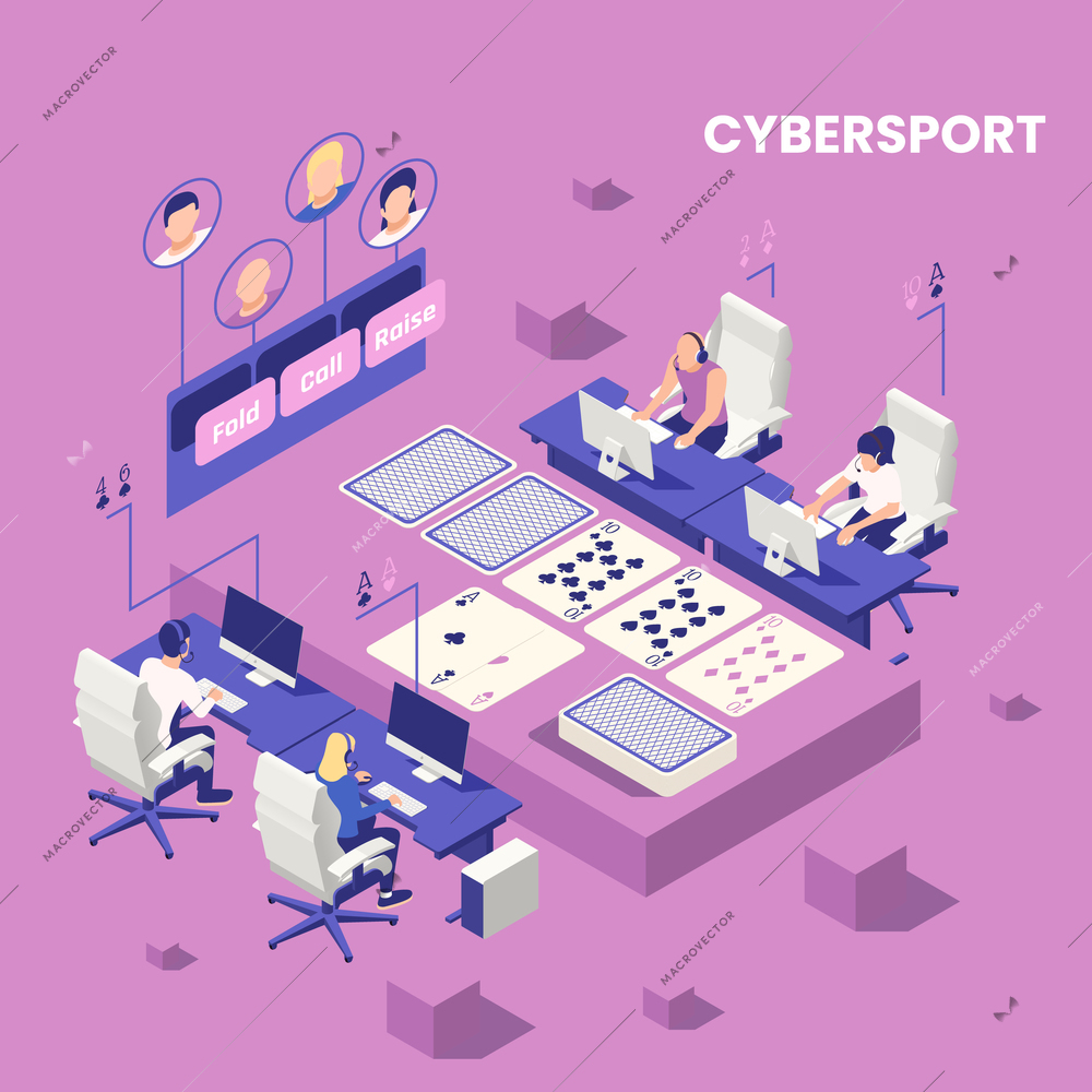 Cyber sport isometric concept with online game symbols vector illustration