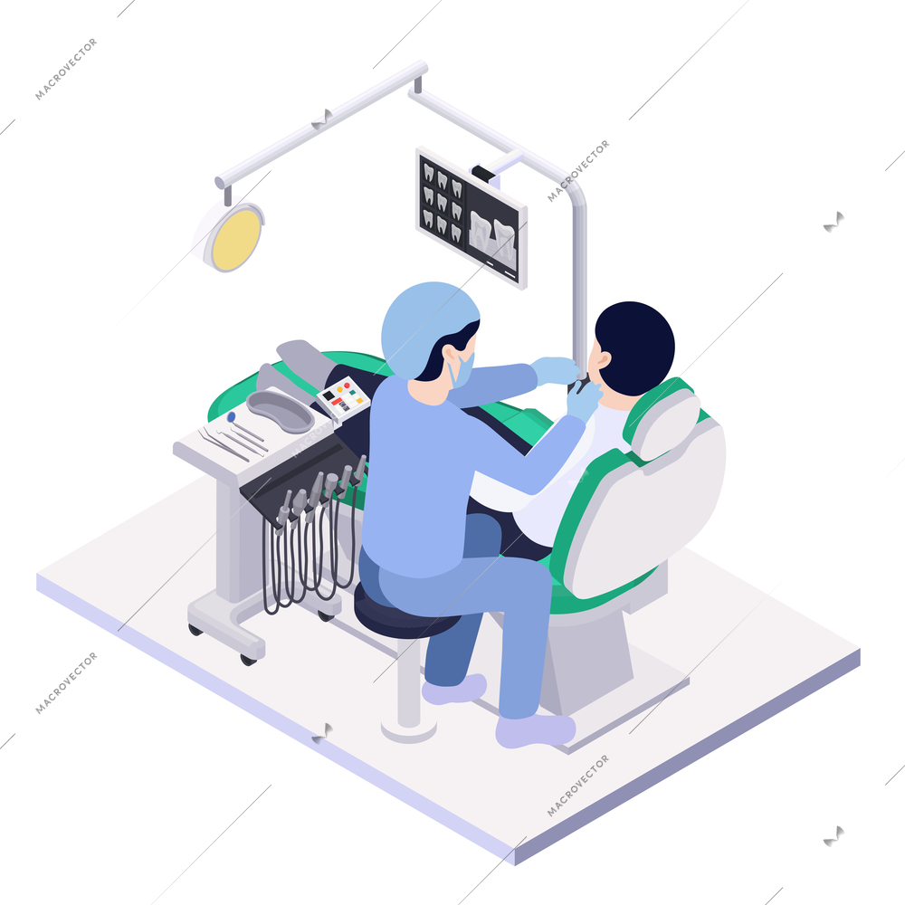 Stomatology and dentistry concept design with dental problems symbols isometric vector illustration