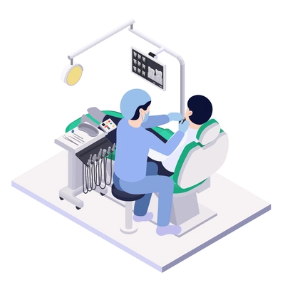 Stomatology and dentistry concept design with dental problems symbols isometric vector illustration