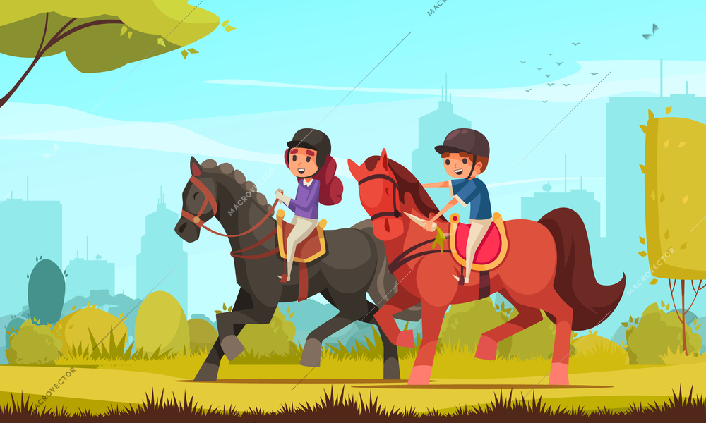 Horse riding design with sport and dressage symbols flat vector illustration