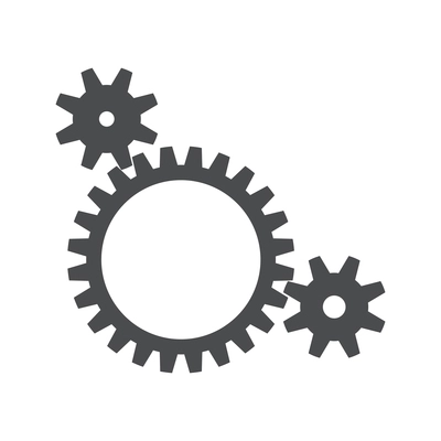 Flat icon with one big and two small connected cogwheels vector illustration