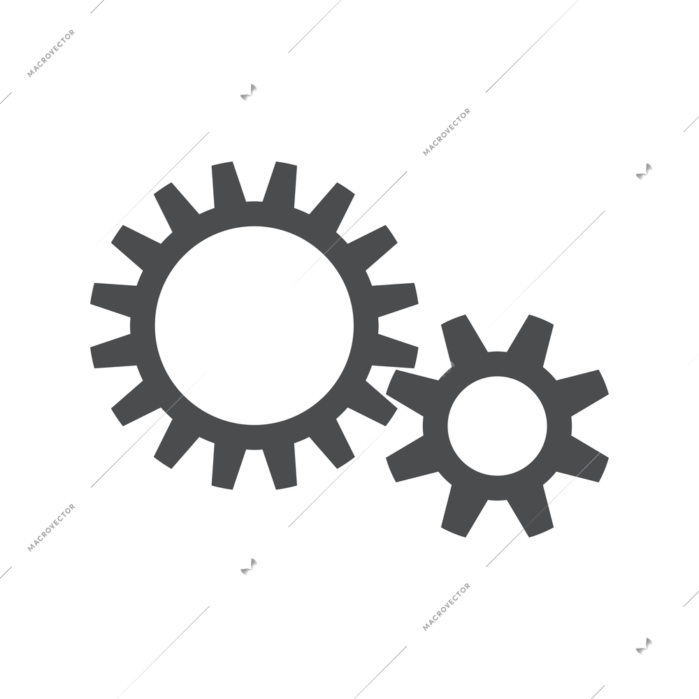 Two cogwheels in flat style icon vector illustration