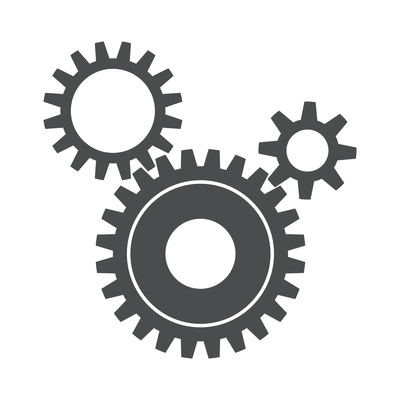 Three flat gears with cogs on white background vector illustration