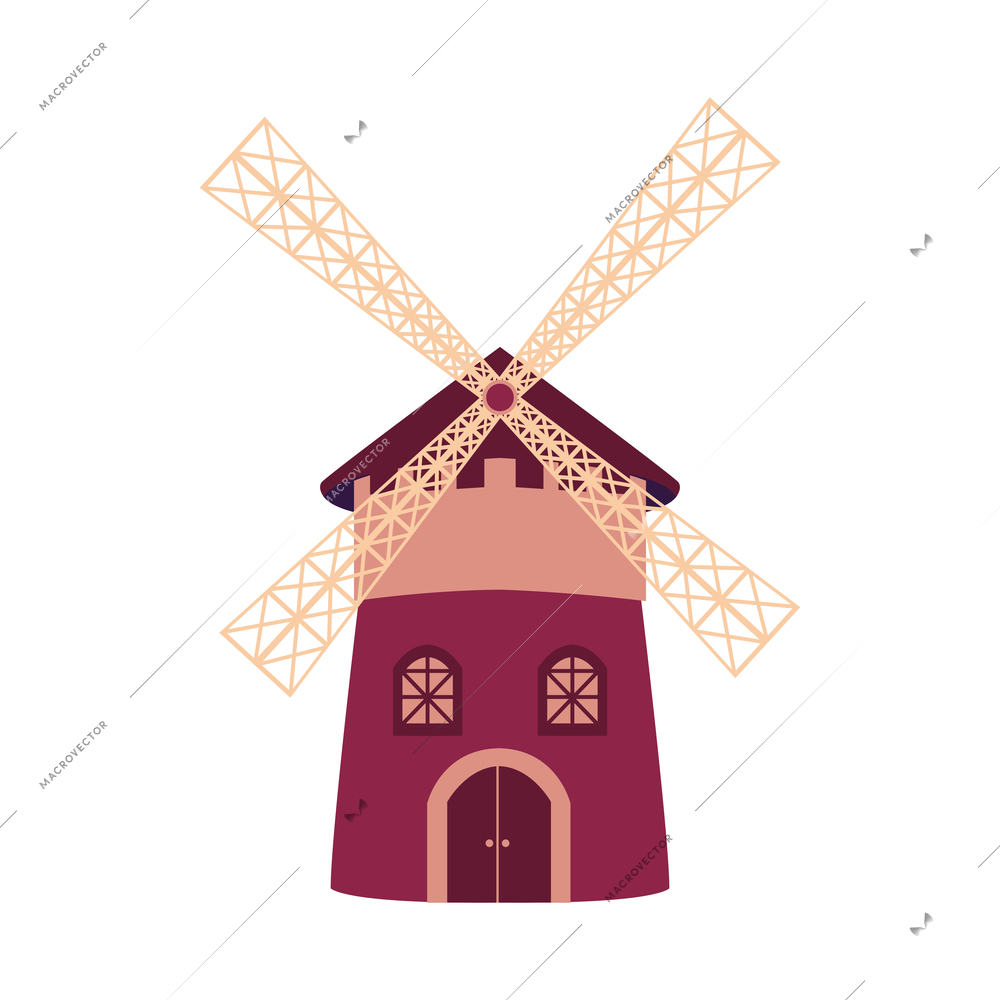 Flat icon with old dutch or french windmill vector illustration