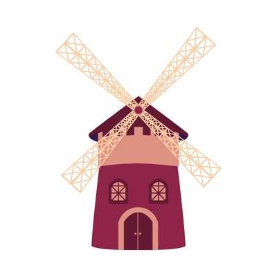 Flat icon with old dutch or french windmill vector illustration