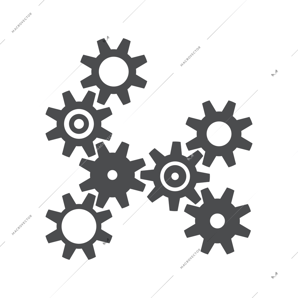 Gear mechanism with cogwheels flat icon vector illustration