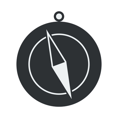 Flat icon with compass in black color vector illustration