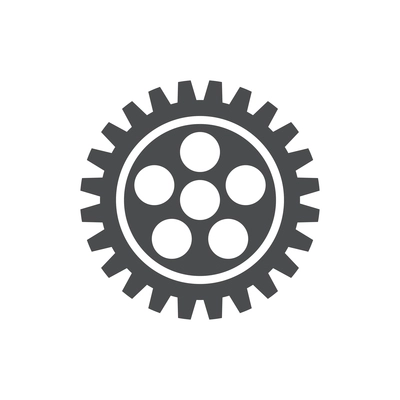 Flat icon with cogwheel on white background vector illustration