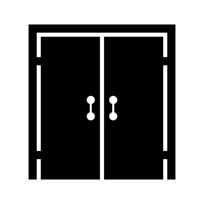 Closed double door silhouette flat icon vector illustration