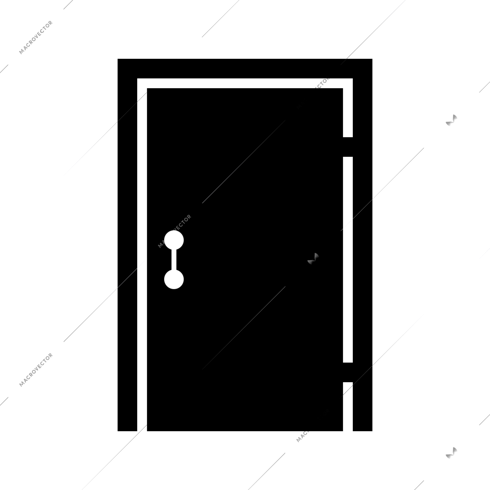 Closed black single door flat icon vector illustration