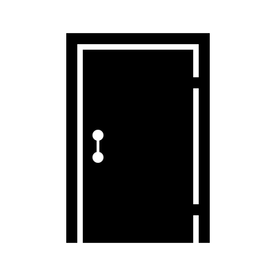 Closed black single door flat icon vector illustration