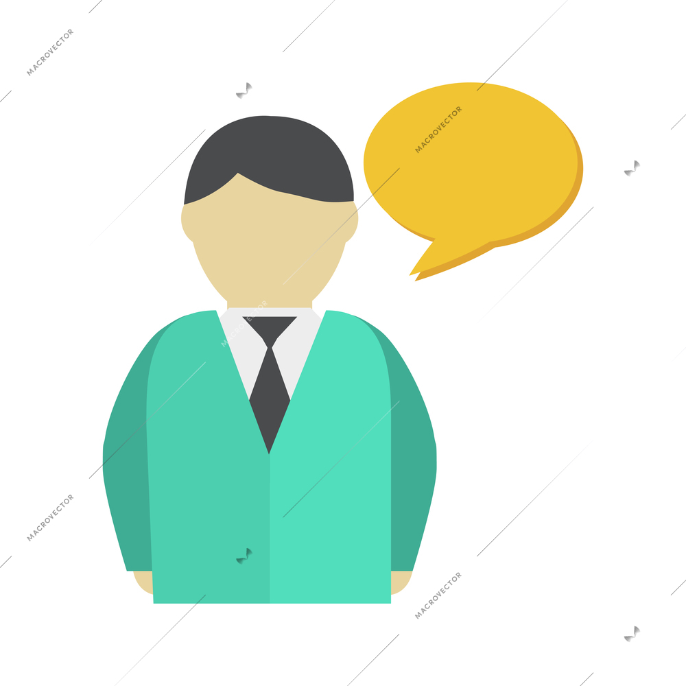Contact us flat icon with color man silhouette and speech bubble vector illustration