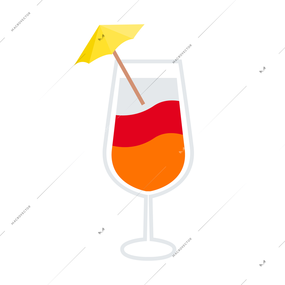 Flat icon with alcoholic cocktail in glass with umbrella vector illustration