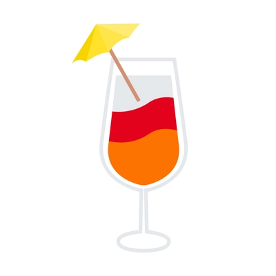 Flat icon with alcoholic cocktail in glass with umbrella vector illustration