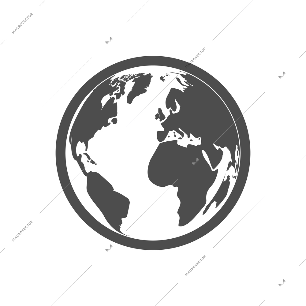 Flat icon with monochrome earth globe vector illustration