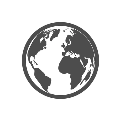 Flat icon with monochrome earth globe vector illustration