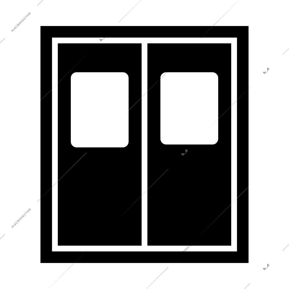 Closed sliding vehicle doors black icon flat vector illustration