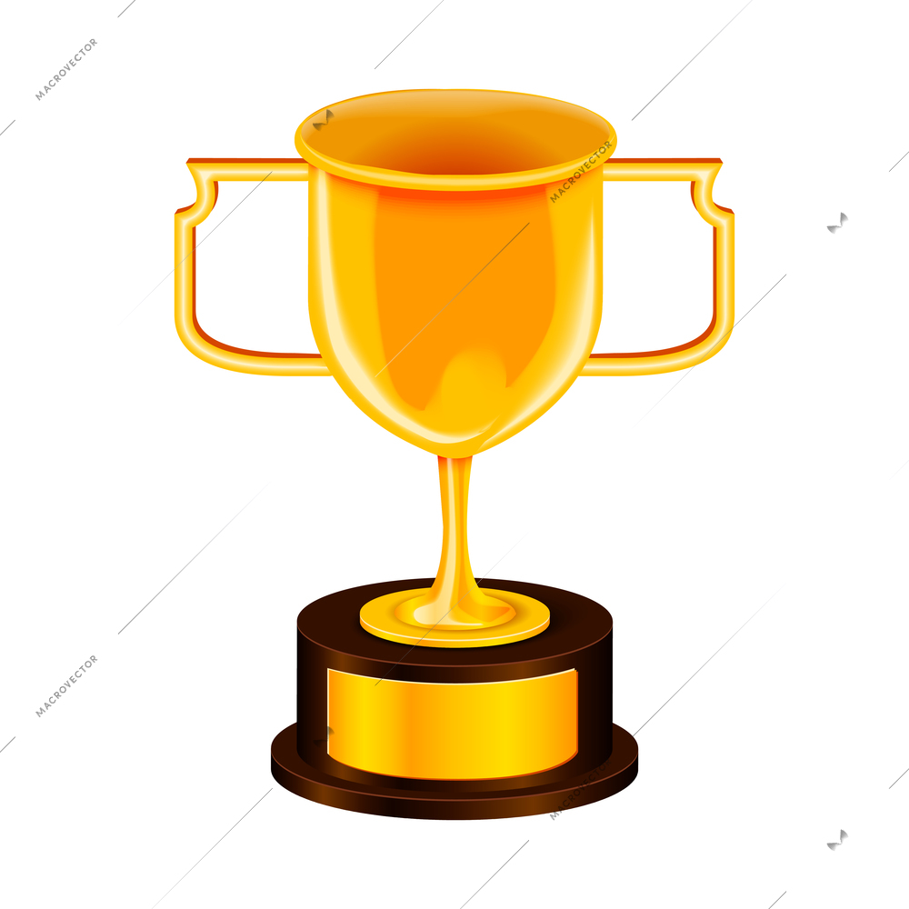 Realistic golden cup trophy vector illustration