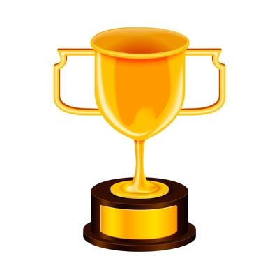 Realistic golden cup trophy vector illustration