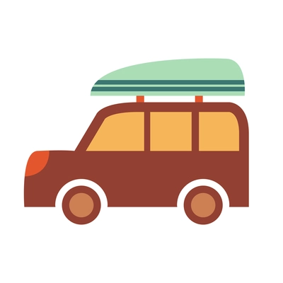 Flat side view passenger car with rooftop carrier icon vector illustration