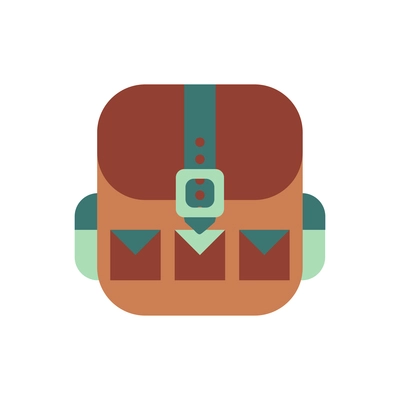 Flat color icon with camping backpack vector illustration