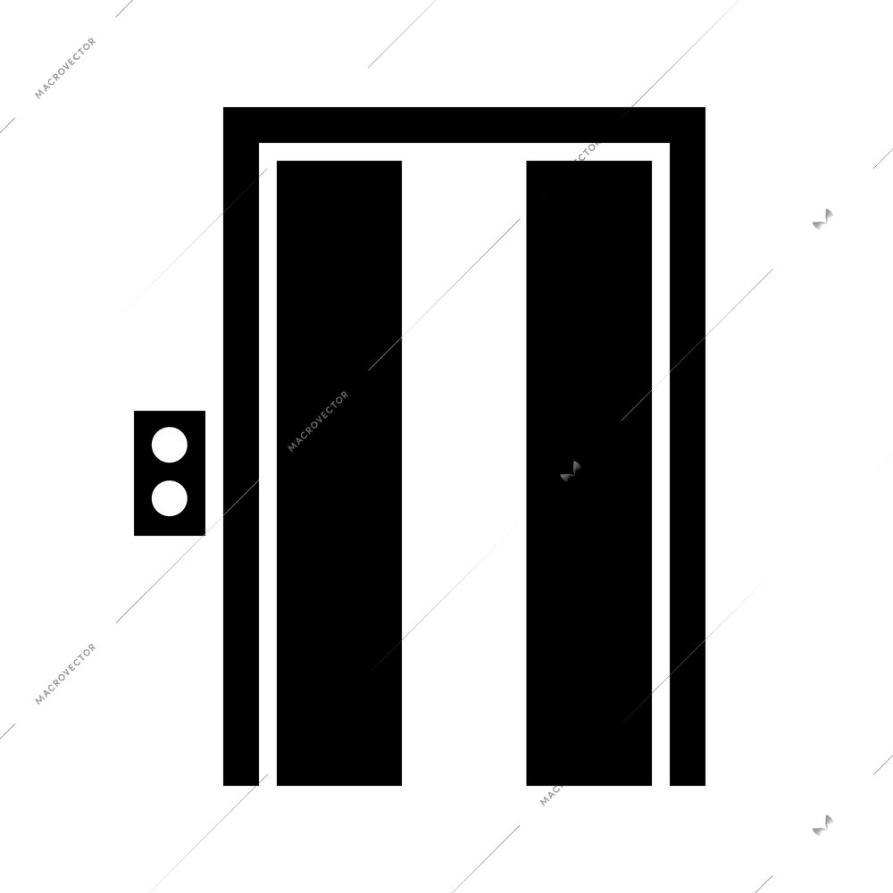 Open elevator doors and call button flat icon vector illustration