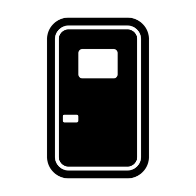 Closed single flat door icon in black color vector illustration