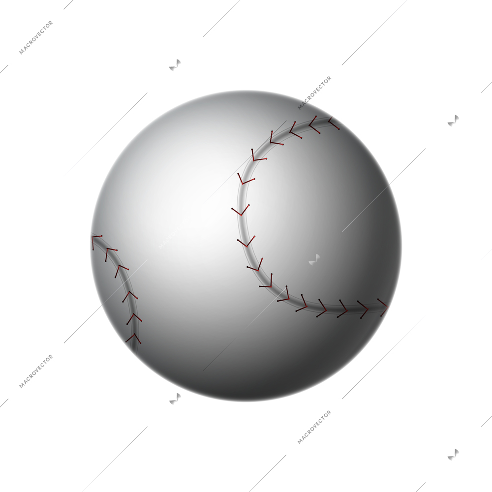 Realistic baseball ball on white background vector illustration