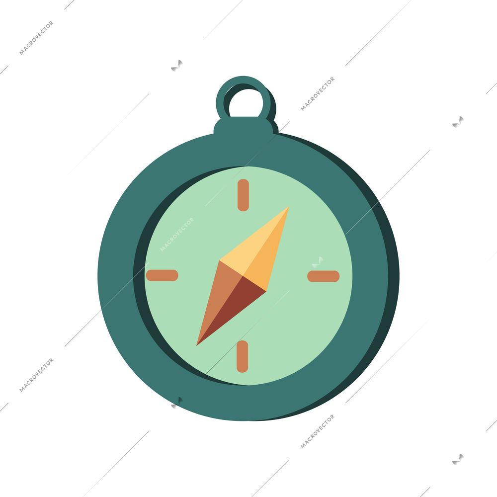 Flat icon with color compass on white background vector illustration