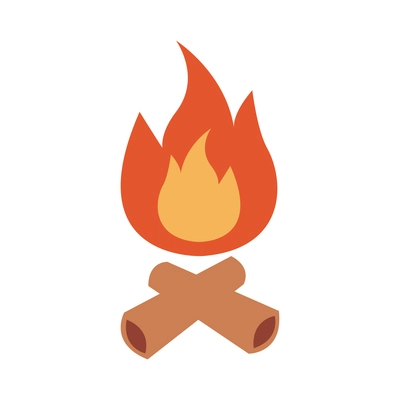 Bonfire or campfire flat icon with logs vector illustration
