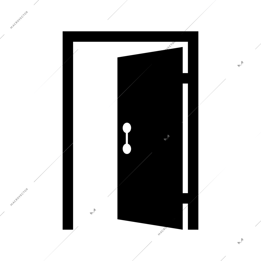 Flat icon with black door silhouette vector illustration