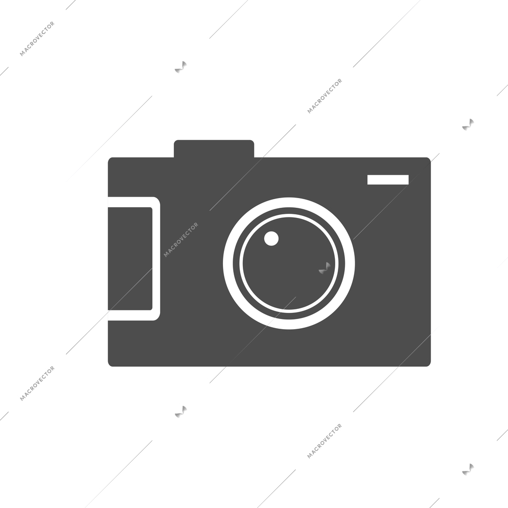 Flat travel pictogram with camera on white background vector illustration