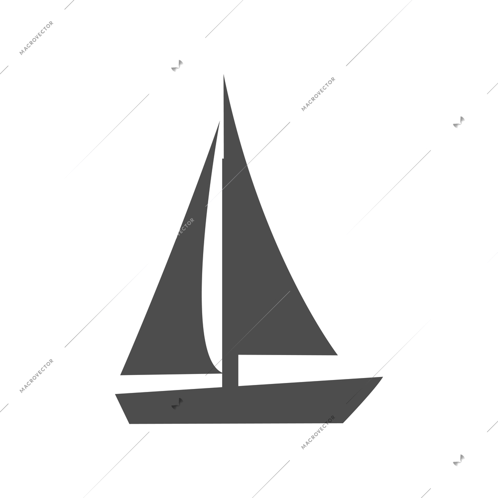 Flat icon with yacht silhouette vector illustration