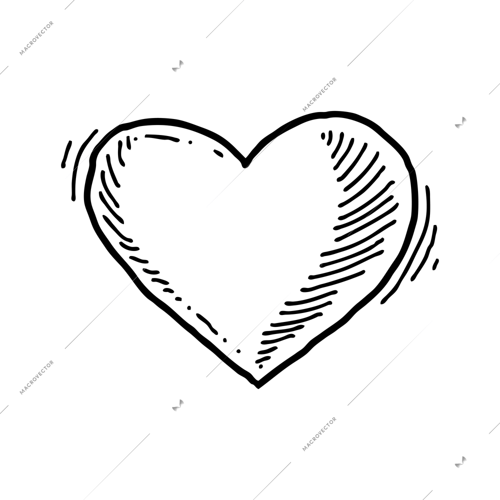 Doodle icon with heart on white background vector illustration