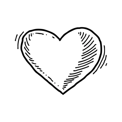 Doodle icon with heart on white background vector illustration