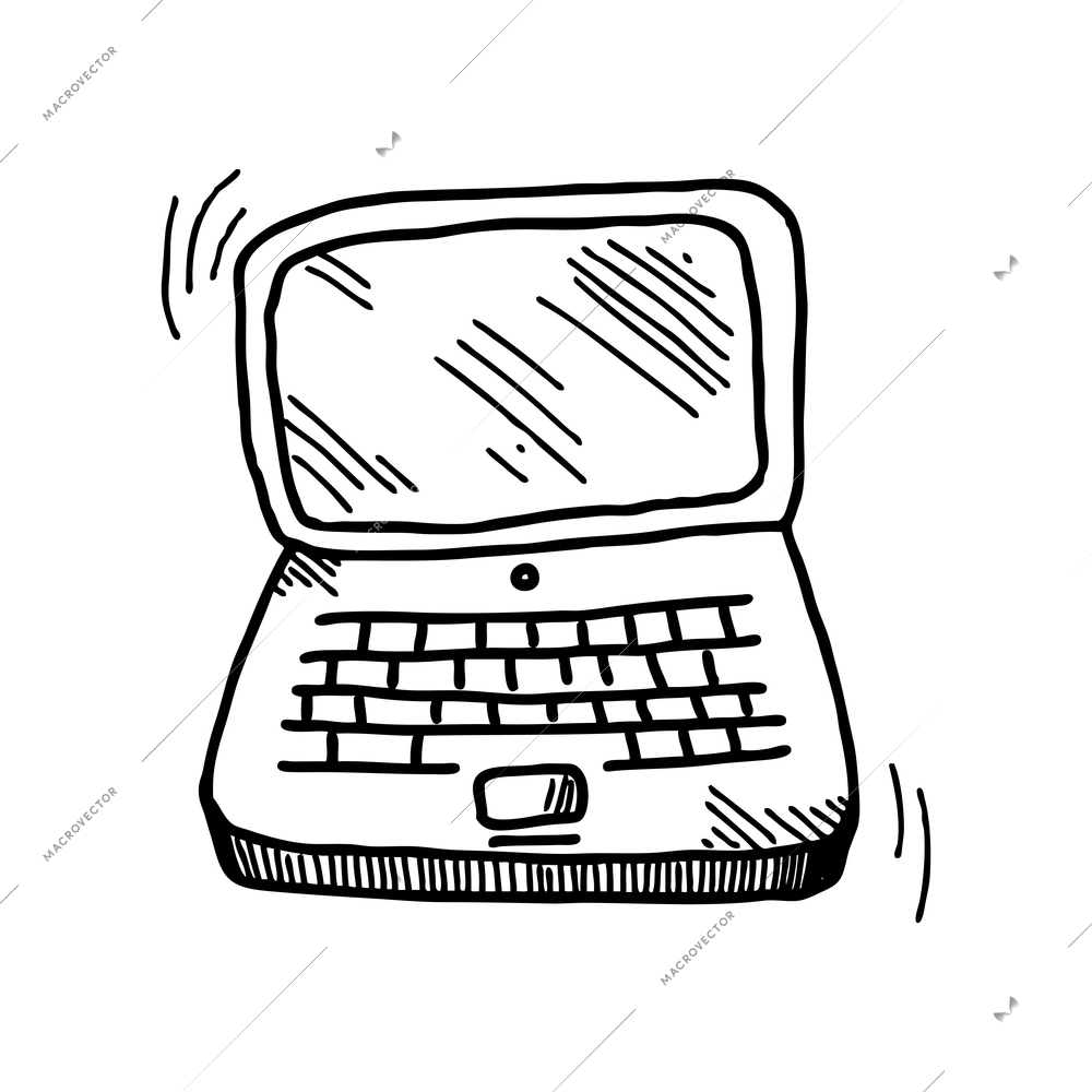 Doodle laptop icon on white background vector illustration