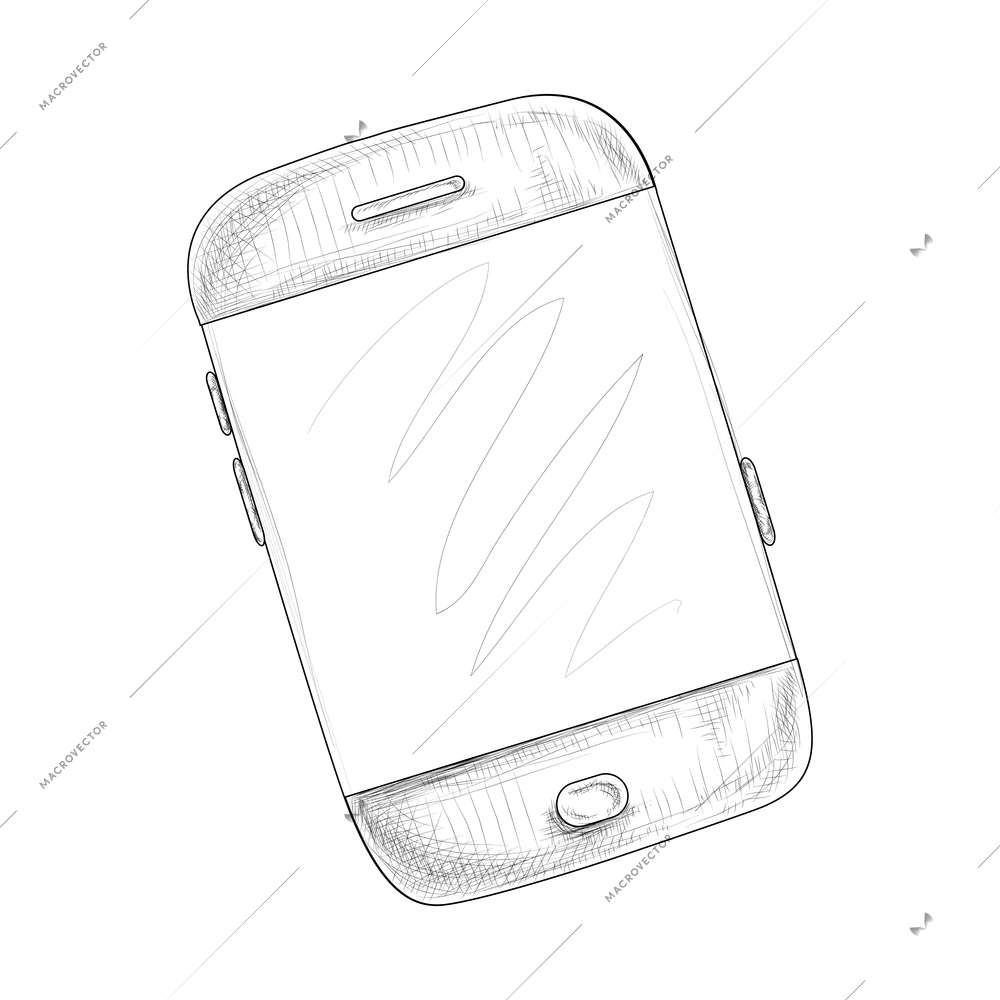 Smartphone in hand drawn style vector illustration