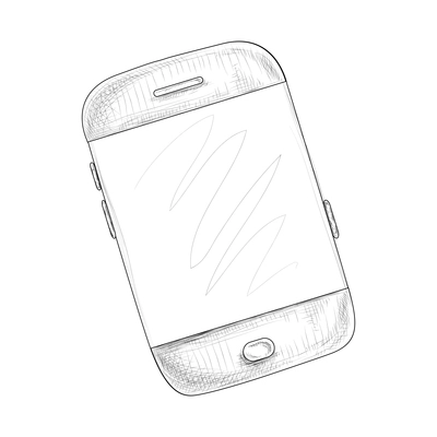 Smartphone in hand drawn style vector illustration