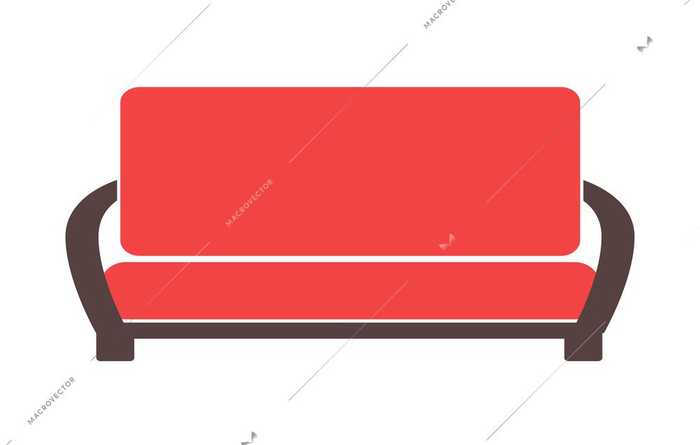 Flat red sofa couch on white background vector illustration