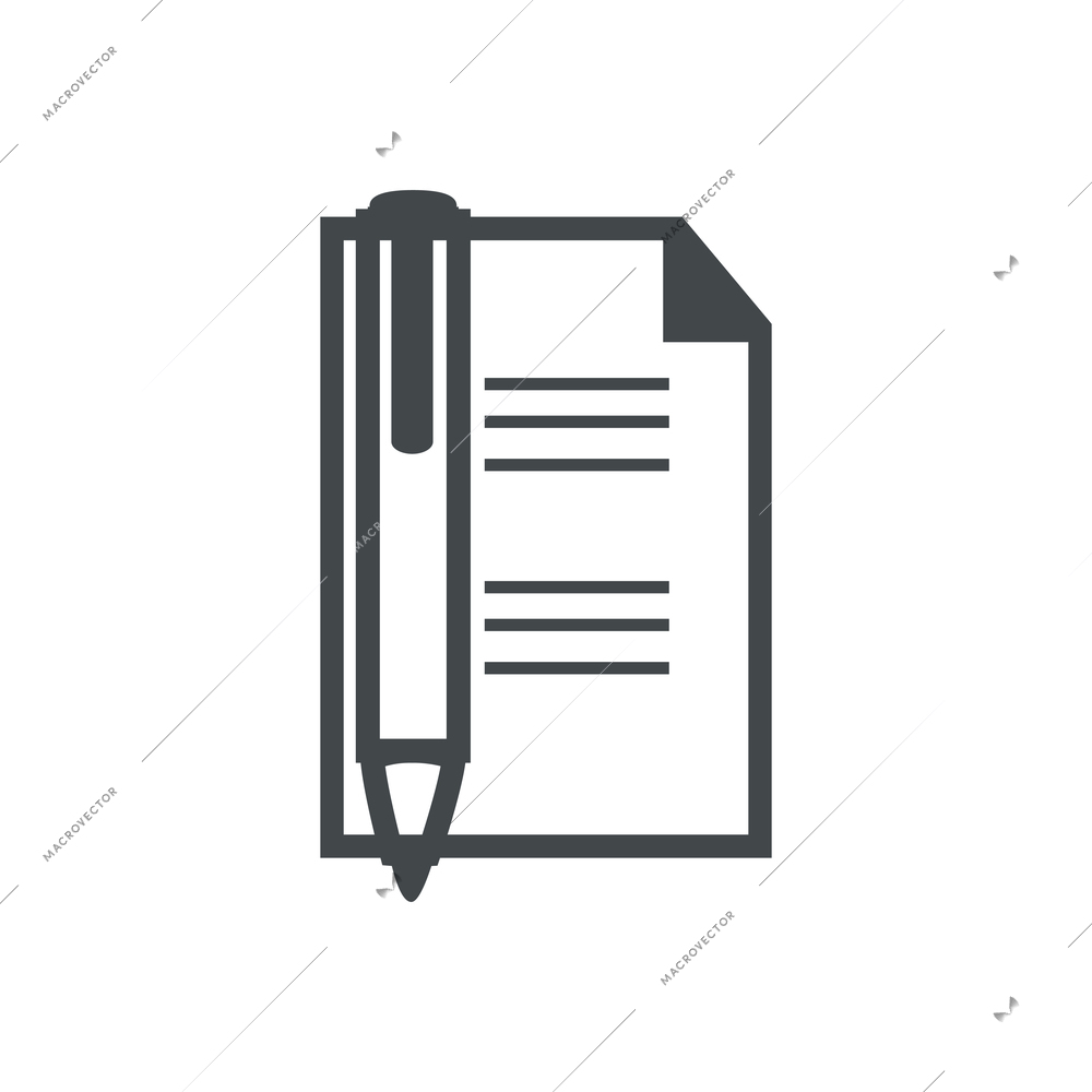 Note flat icon with paper and pen vector illustration