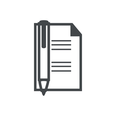 Note flat icon with paper and pen vector illustration