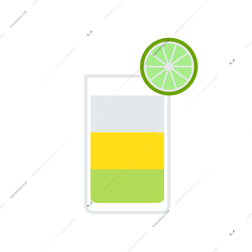 Flat icon with cocktail glass and lime slice vector illustration