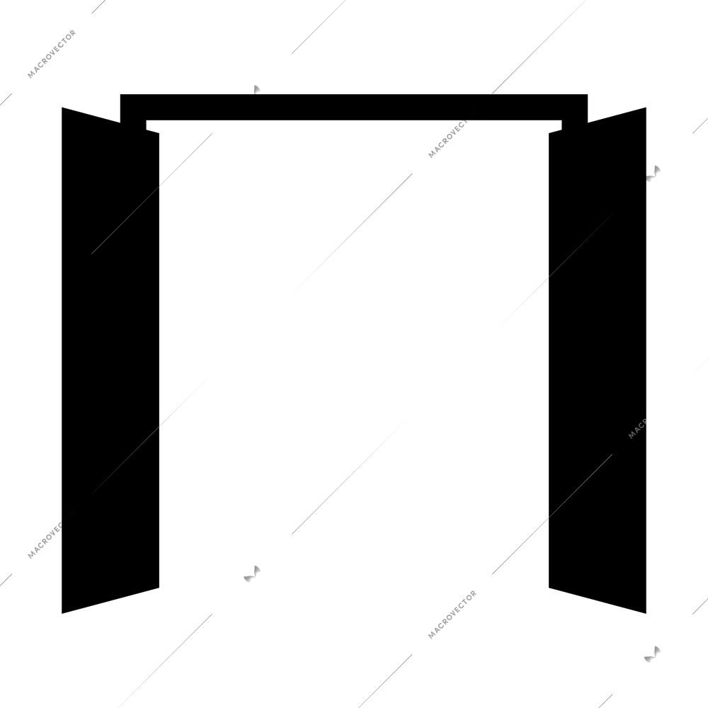 Wide open double door icon in black color flat vector illustration