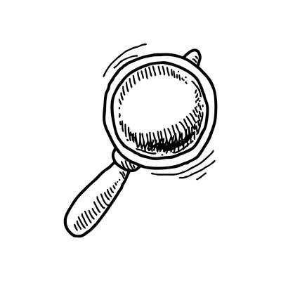 Doodle search magnifying glass icon vector illustration