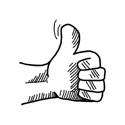 Doodle thumb up icon like symbol vector illustration