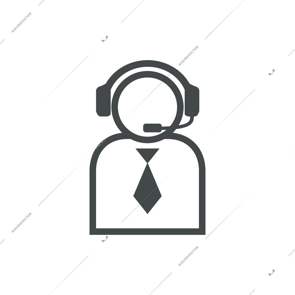 Customer support service contact us flat pictogram with call center worker vector illustration