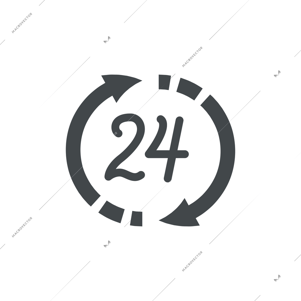 Twenty four hours support service flat icon vector illustration