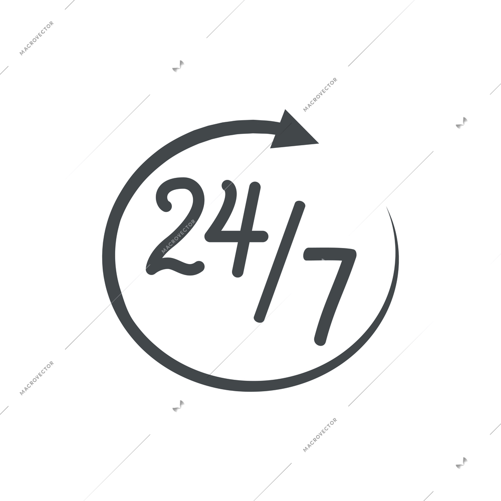 Twenty four hours a day support service call center flat icon vector illustration